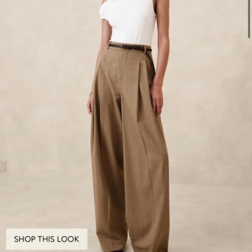 Banana Republic Siena Italian Wool Trousers Brown 12 EUC
